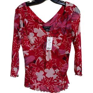 Etcetera Red Floral Top